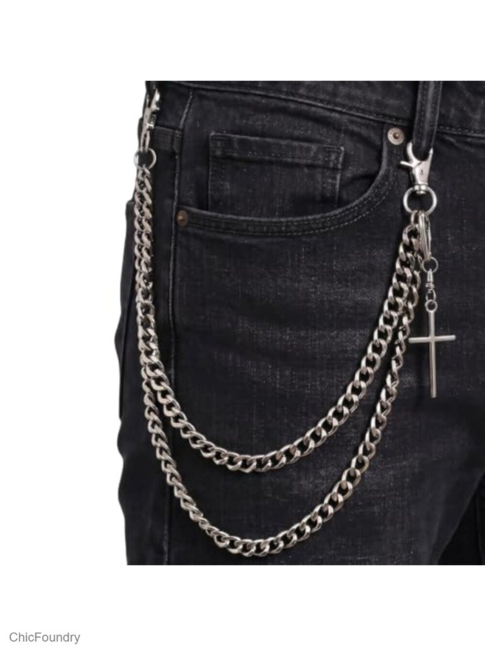 Gothic Cross Pants Chain Wallet Chain Double-Layer Streetwear Punk Accessory